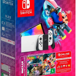 Nintendo, Console + Jogo, Switch OLED Branco, Jogo Digital Mario Kart 8 Deluxe, 3 Meses de Assinatura Nintendo Switch Online